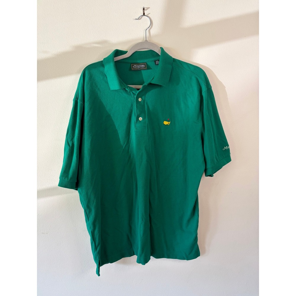 Masters Collection Golf Polo Mens L Green Cotton Pique Short Sleeve Logo Shirt